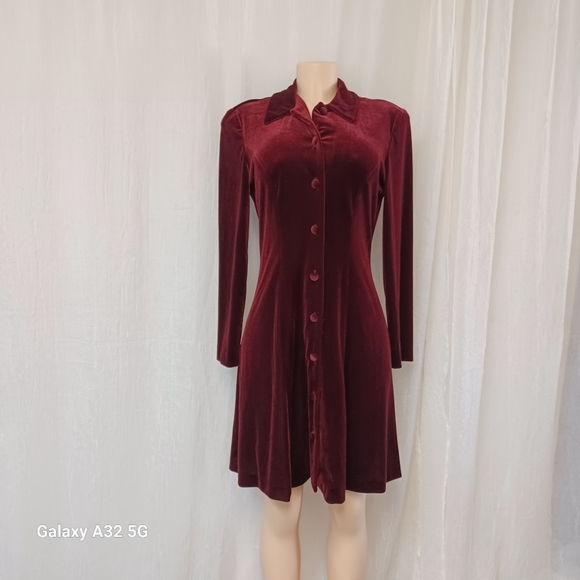 Talbots  Vtg Women Size 6 Rich Burgundy Long Sleeve Dress - Picture 11 of 16